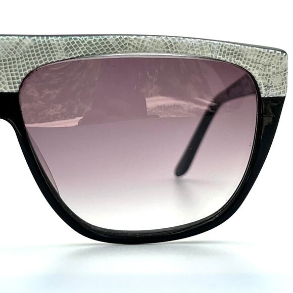 Vintage Enrico Biaggi Sunglasses Y2K Shield Lizard White Snake Print Purple Lens
